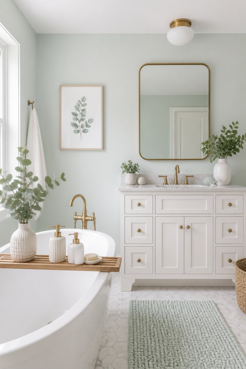 mint and rose budget bathroom refresh