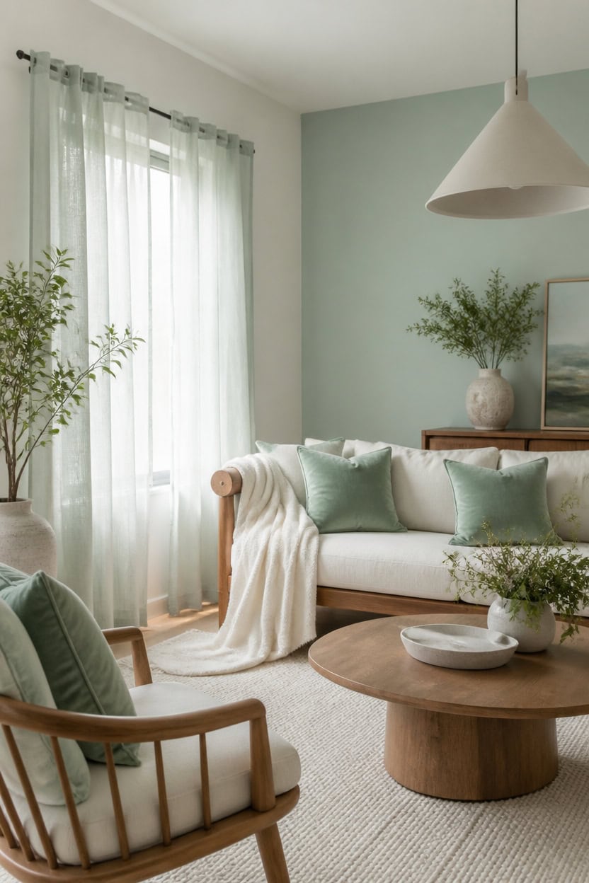 mint and white linen serenity