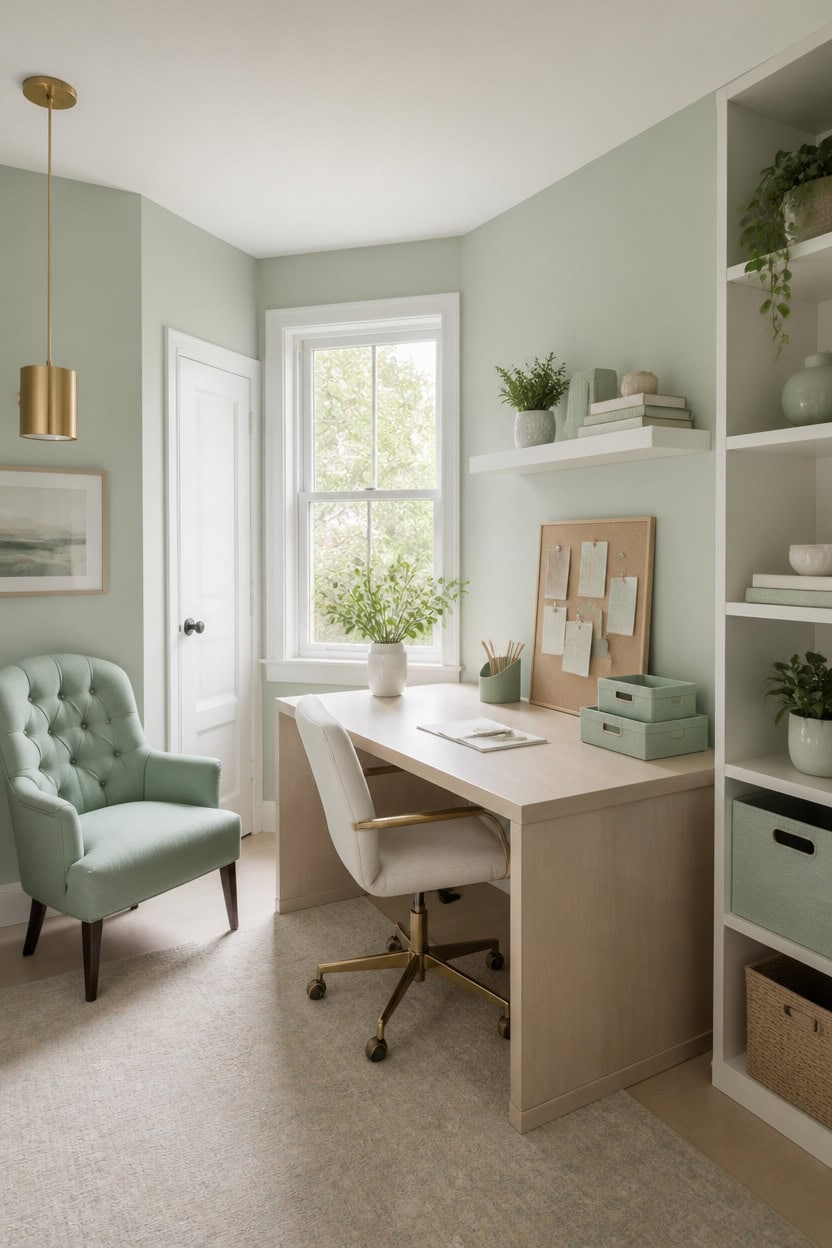 mint green calm workspace vignette