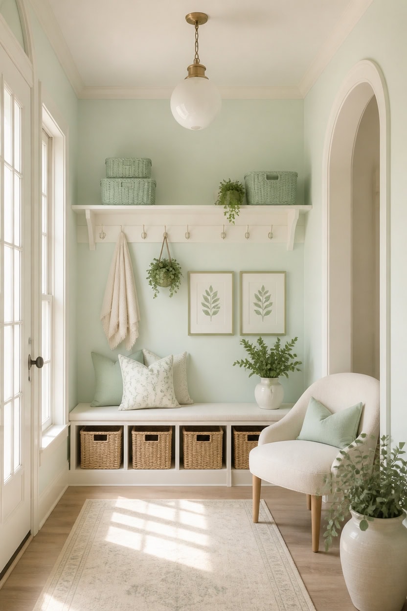 mint green entryway refresh