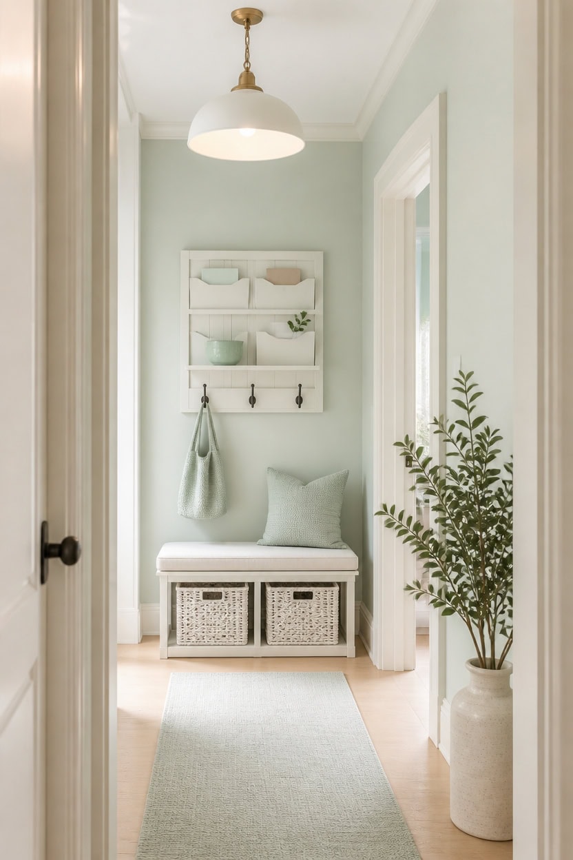 mint green entryway refresh