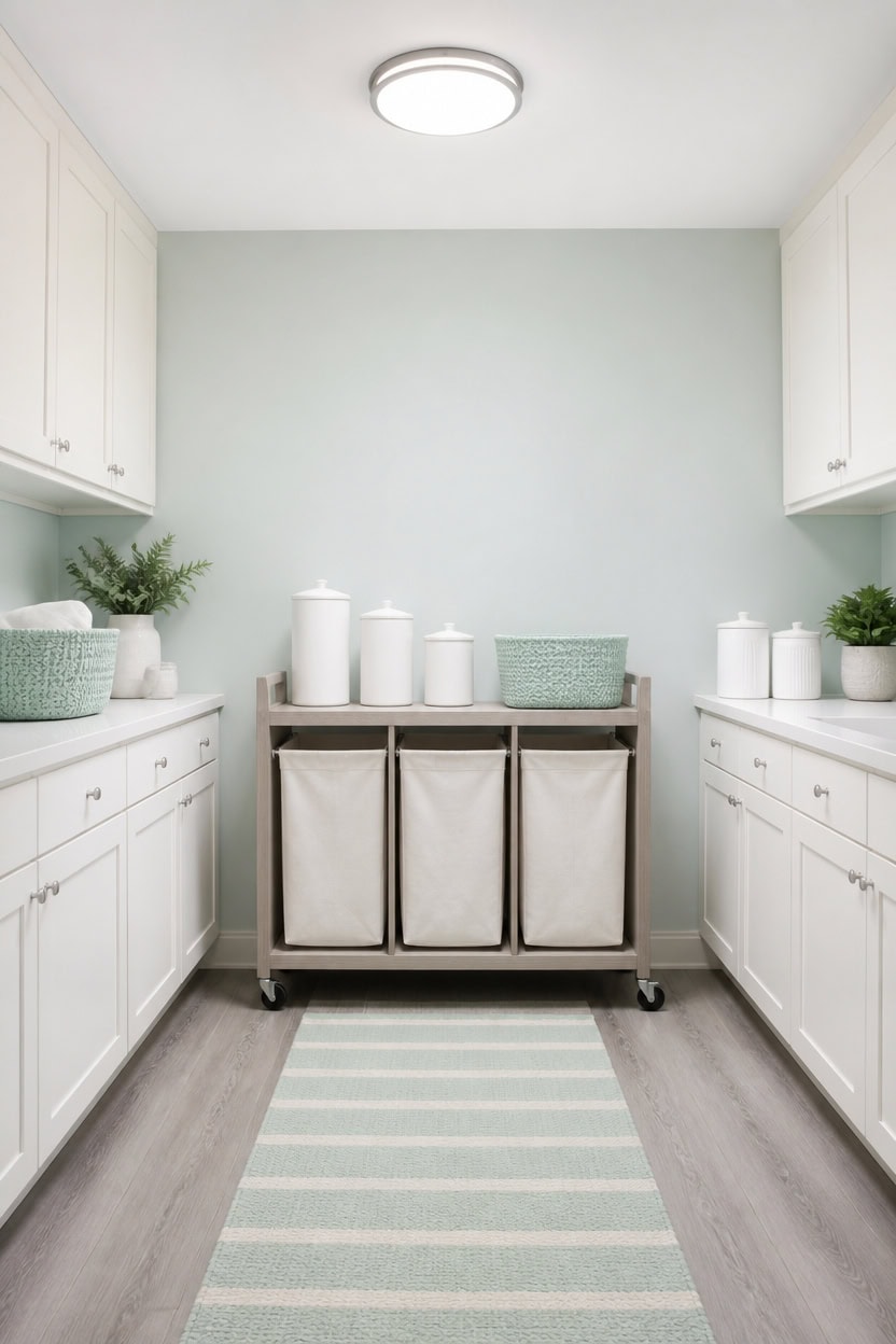 mint green laundry nook