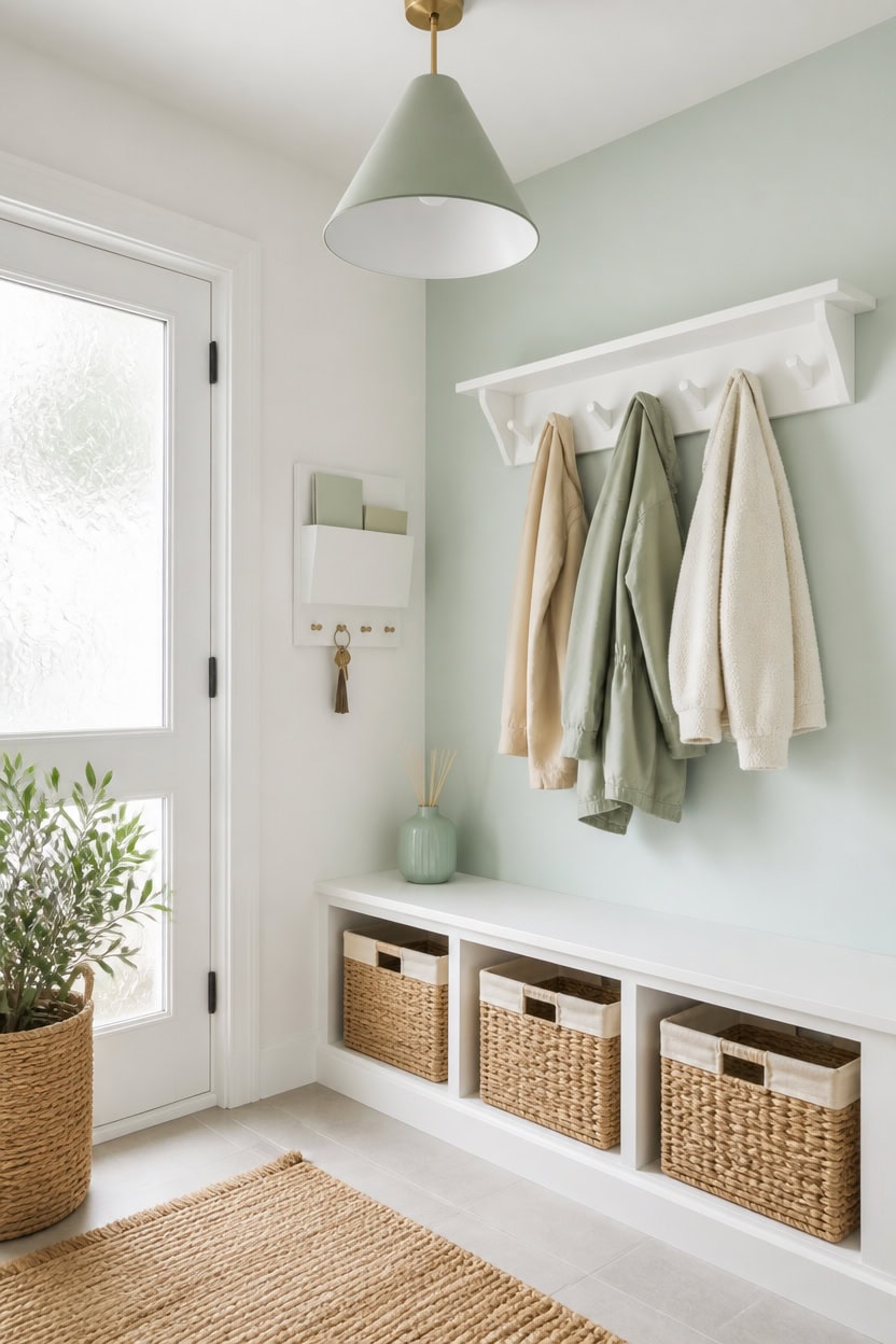 mint green mudroom airy maintenance