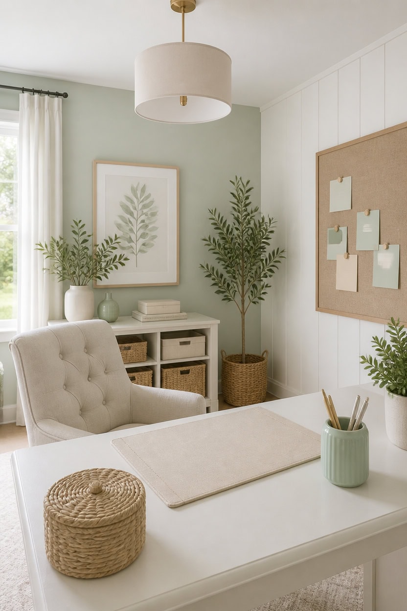 mint green office paint test