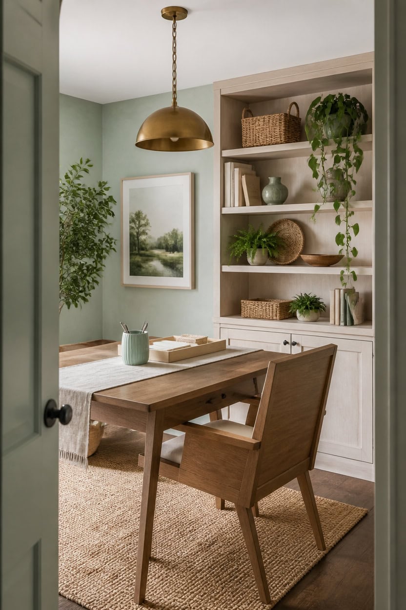 mint green textured layered office