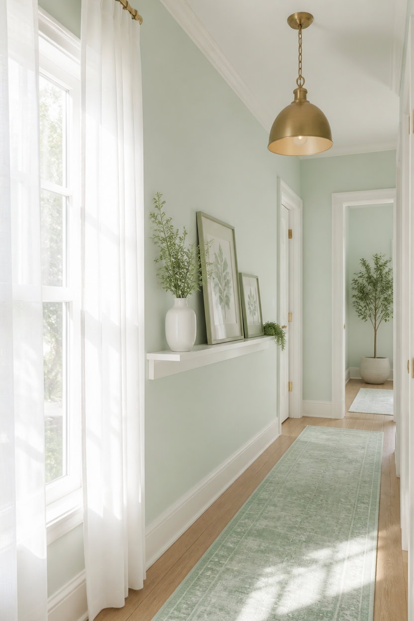 mint lit woodlawn blue hallway