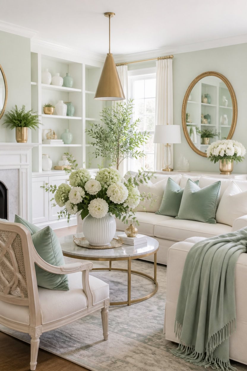 mint white glam florals