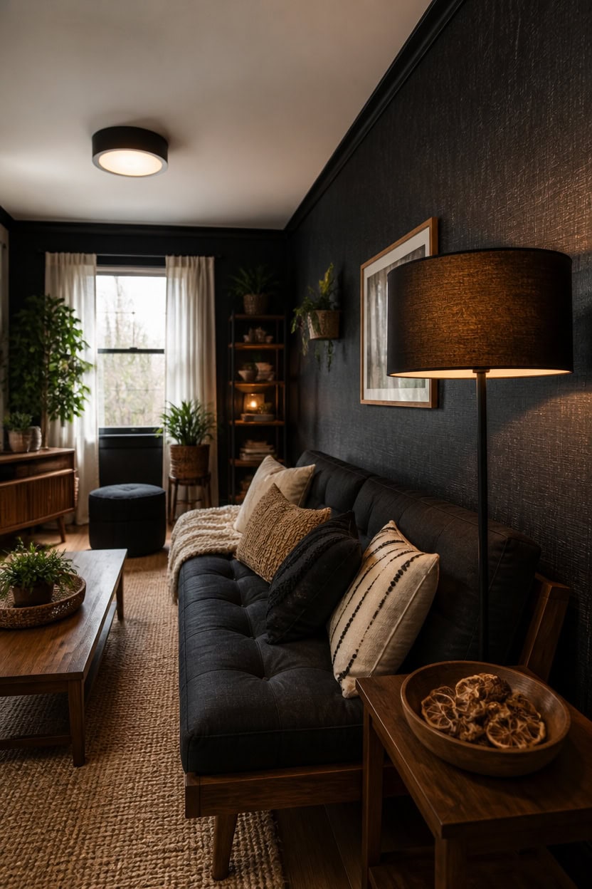 moody black rental room