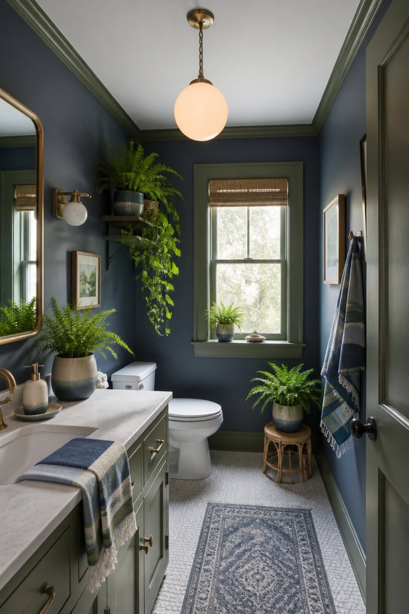 moody botanical bathroom styling