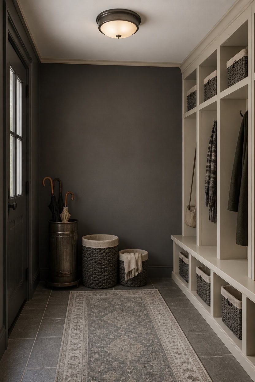 moody gray entry with cream