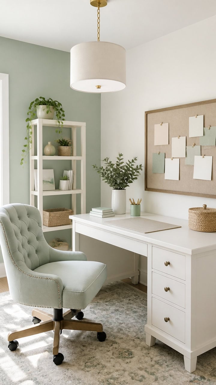 morning focused mint and white workspace