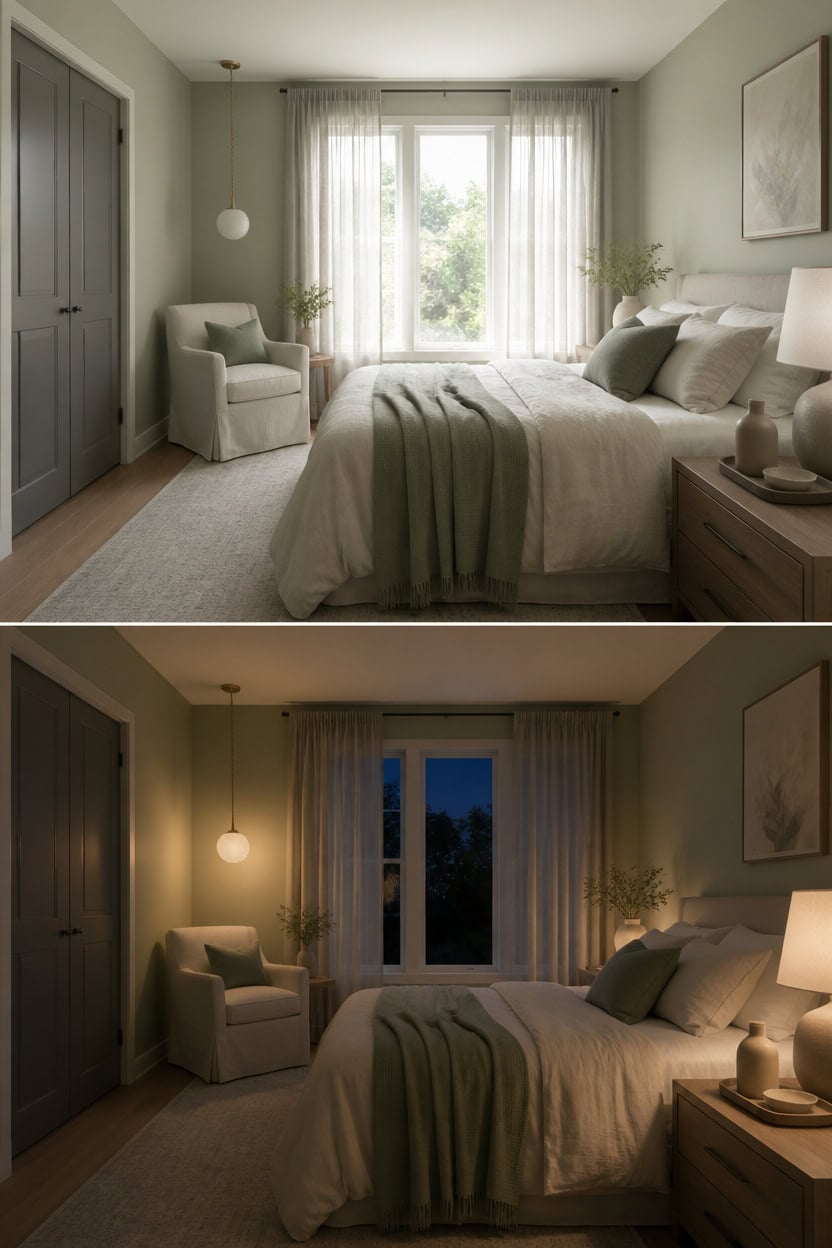 morning to night green gray retreat