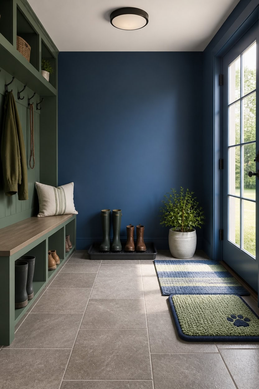 mud friendly matte porcelain entryway