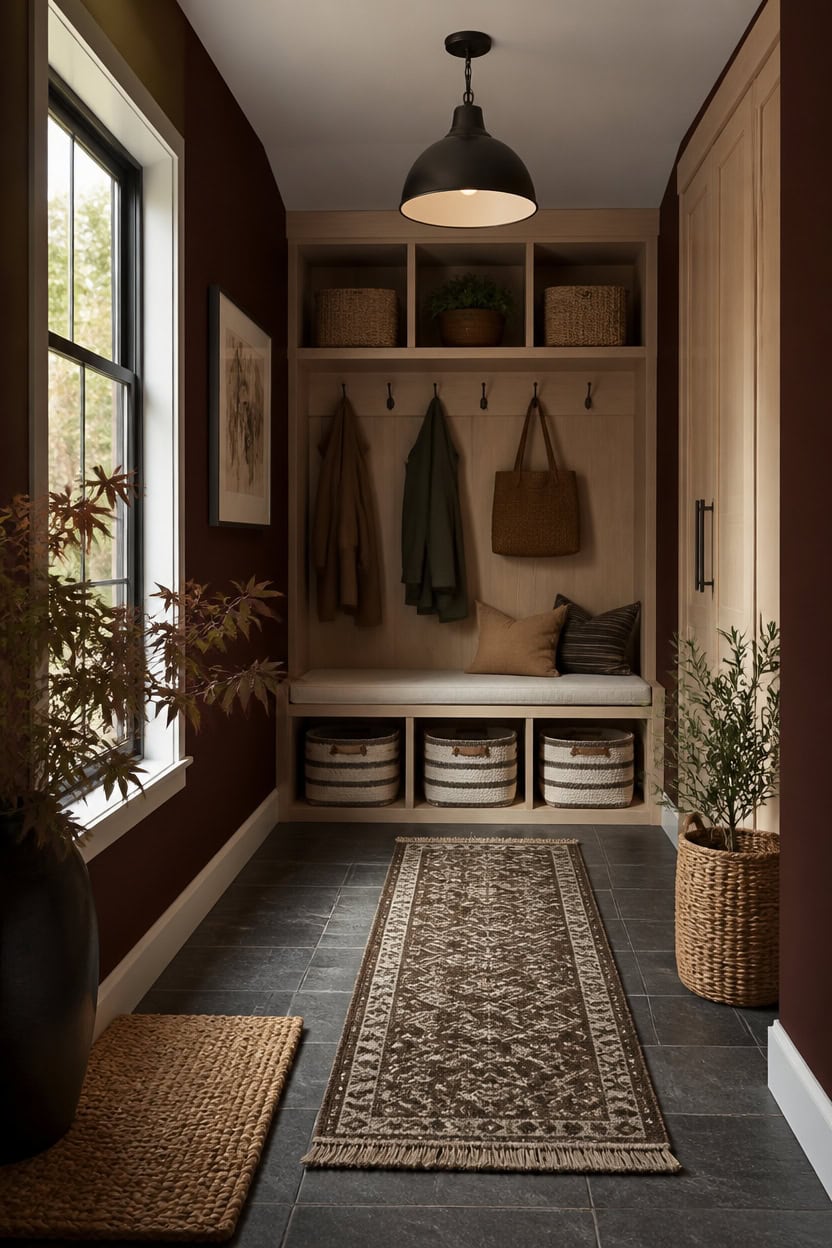 mudproof cottage red entryway