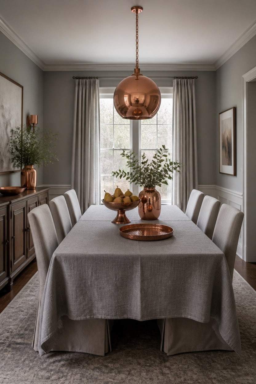 muted gray copper accents