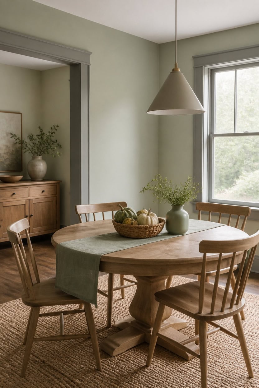 muted sage dining vignette