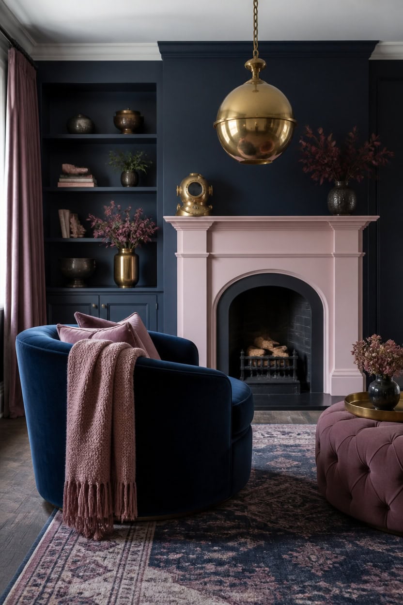navy velvet blush warmth