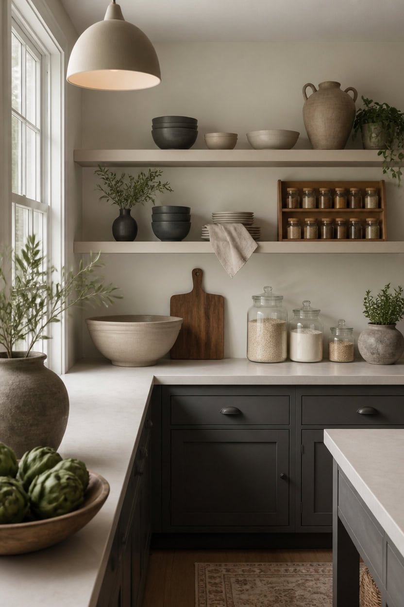 opal walls gray cabinets