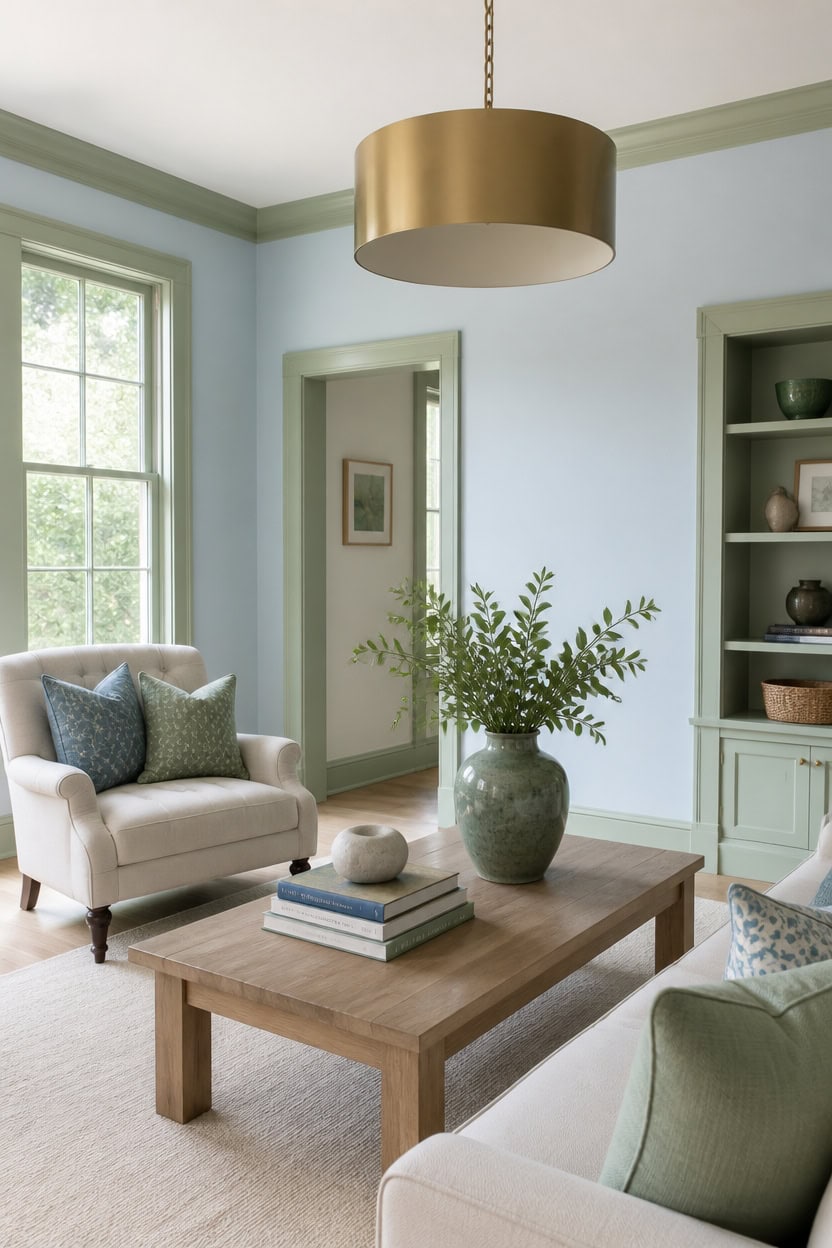 pale blue green serene vignette
