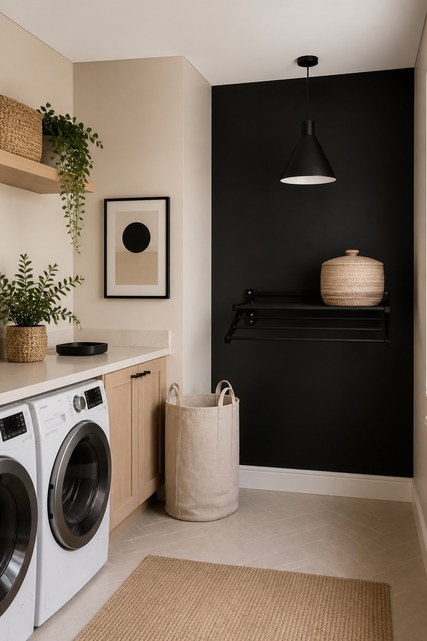 papaya walls black accents