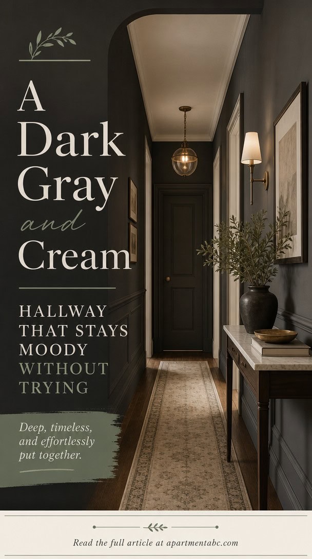 A Dark Gray and Cream Hallway That Stays Moody Without Trying