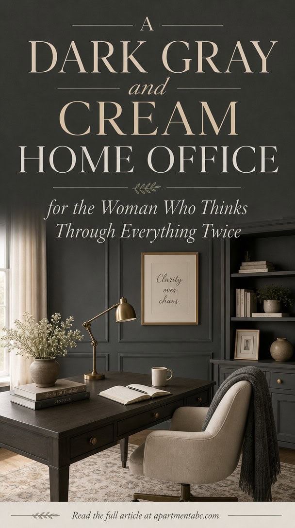 A Dark Gray and Cream Home Office for the Woman Who Thinks Through Everything Twice
