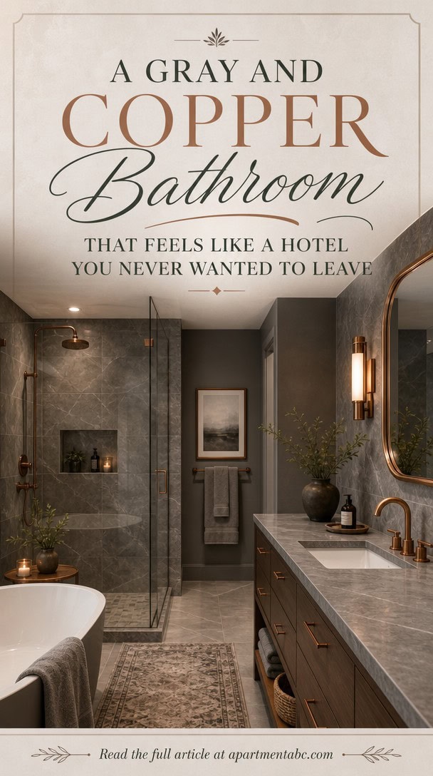 A Gray and Copper Bathroom That Feels Like a Hotel You Never Wanted to Leave