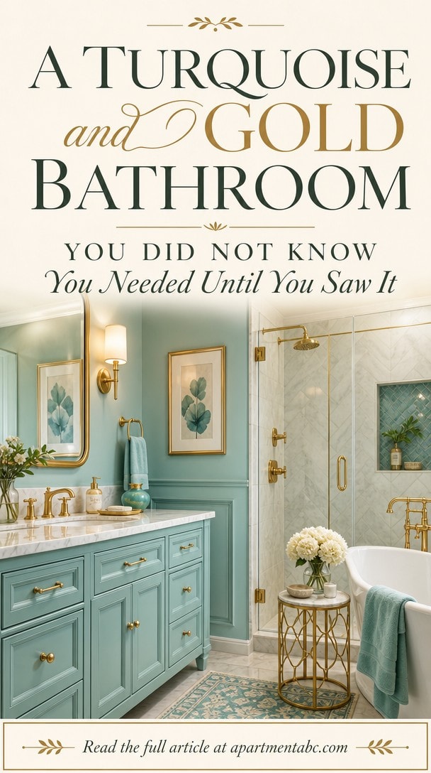 A Turquoise and Gold Bathroom You Did Not Know You Needed Until You Saw It