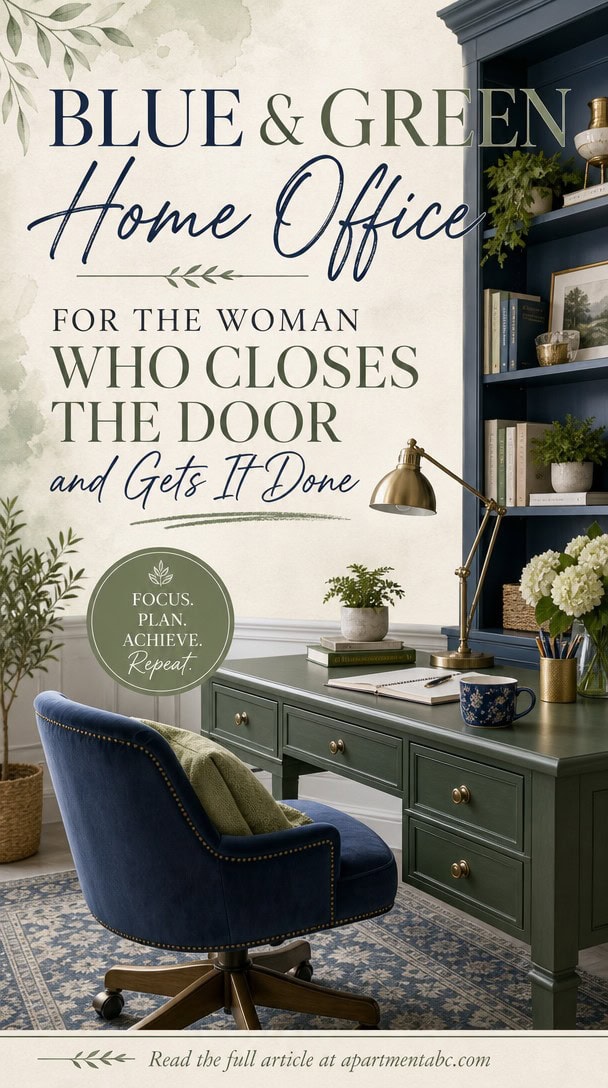 Blue and Green Home Office for the Woman Who Closes the Door and Gets It Done