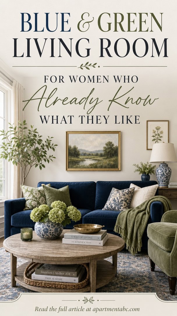 Blue and Green Living Room for Women Who Already Know What They Like