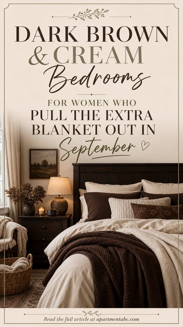 Dark Brown and Cream Bedrooms for Women Who Pull the Extra Blanket Out in September