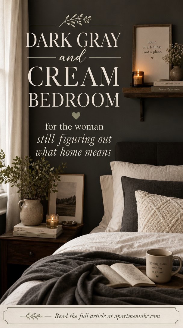 Dark Gray and Cream Bedroom for the Woman Still Figuring Out What Home Means