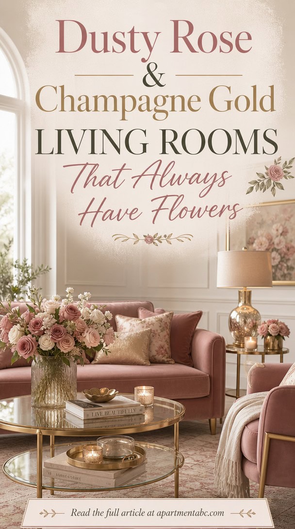 Dusty Rose & Champagne Gold Living Rooms That Always Have Flowers