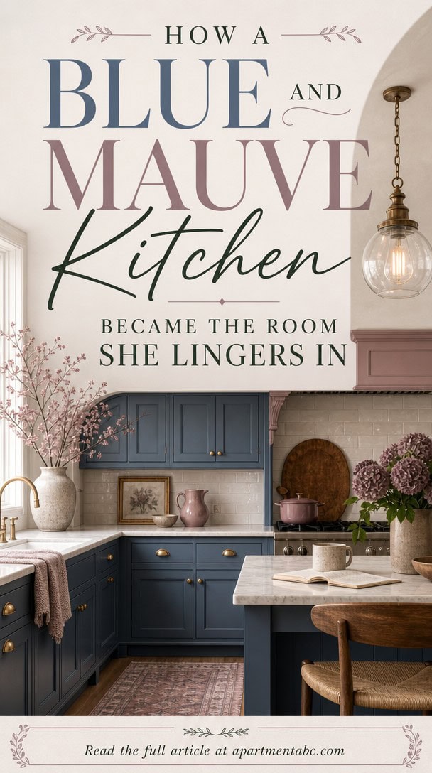 How a Blue and Mauve Kitchen Became the Room She Lingers In