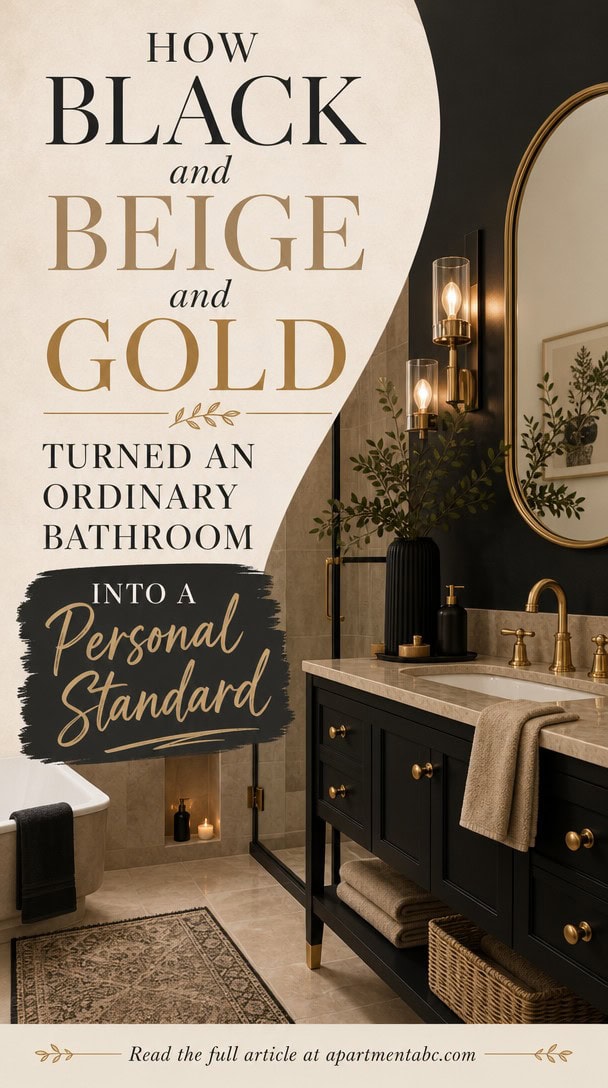 How Black and Beige and Gold Turned an Ordinary Bathroom Into a Personal Standard