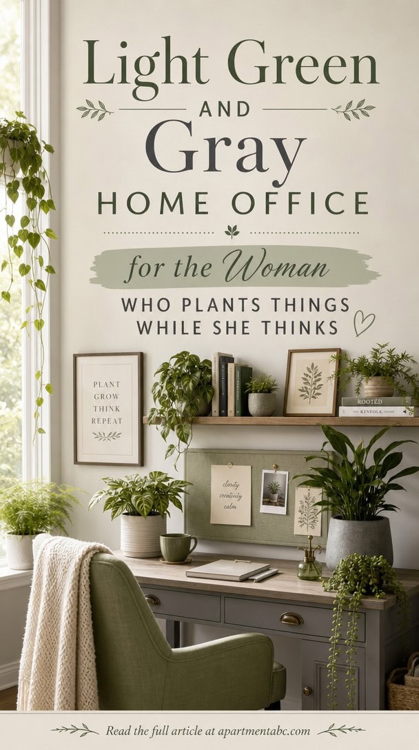 Light Green and Gray Home Office for the Woman Who Plants Things While She Thinks