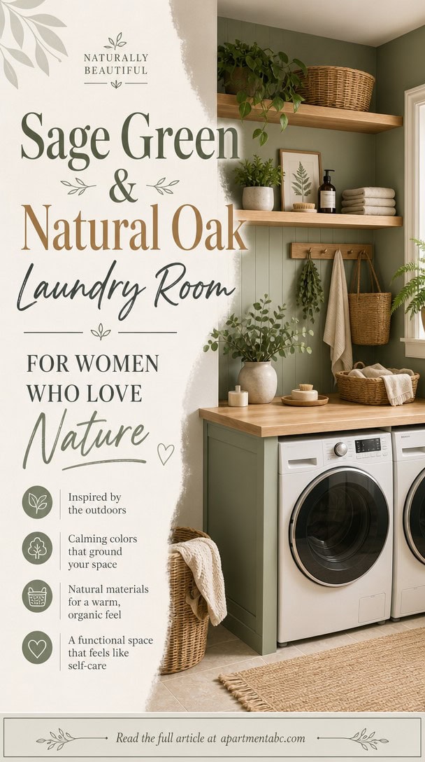 Sage Green & Natural Oak Laundry Rooms for Women Who Love Nature