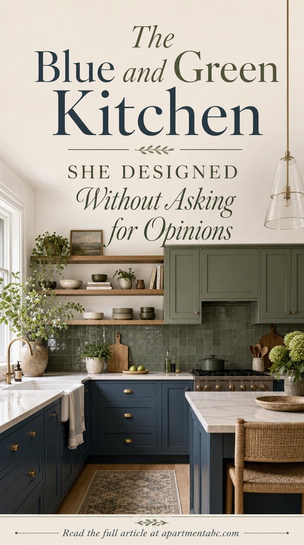 The Blue and Green Kitchen She Designed Without Asking for Opinions