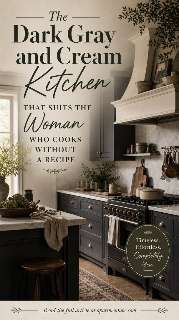 The Dark Gray and Cream Kitchen That Suits the Woman Who Cooks Without a Recipe
