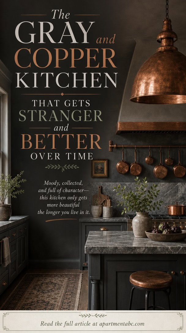 The Gray and Copper Kitchen That Gets Stranger and Better Over Time