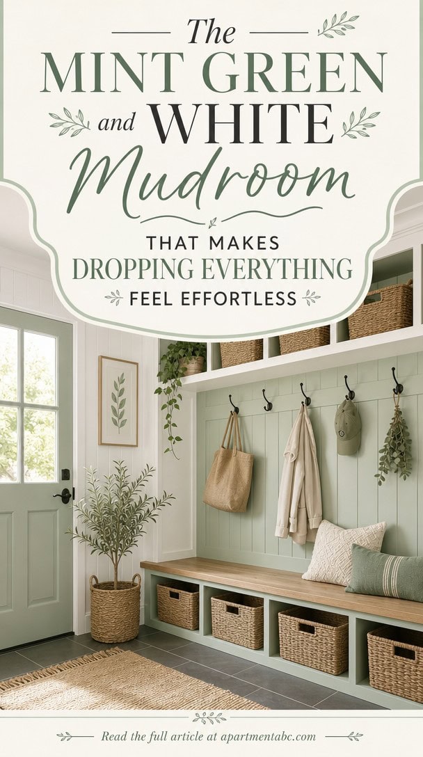 The Mint Green and White Mudroom That Makes Dropping Everything Feel Effortless