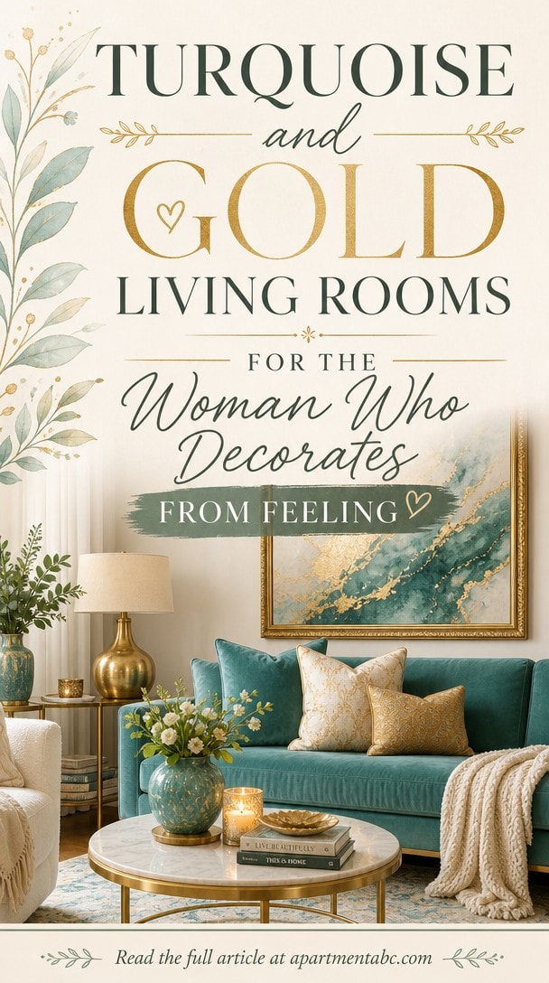 Turquoise and Gold Living Rooms for the Woman Who Decorates From Feeling