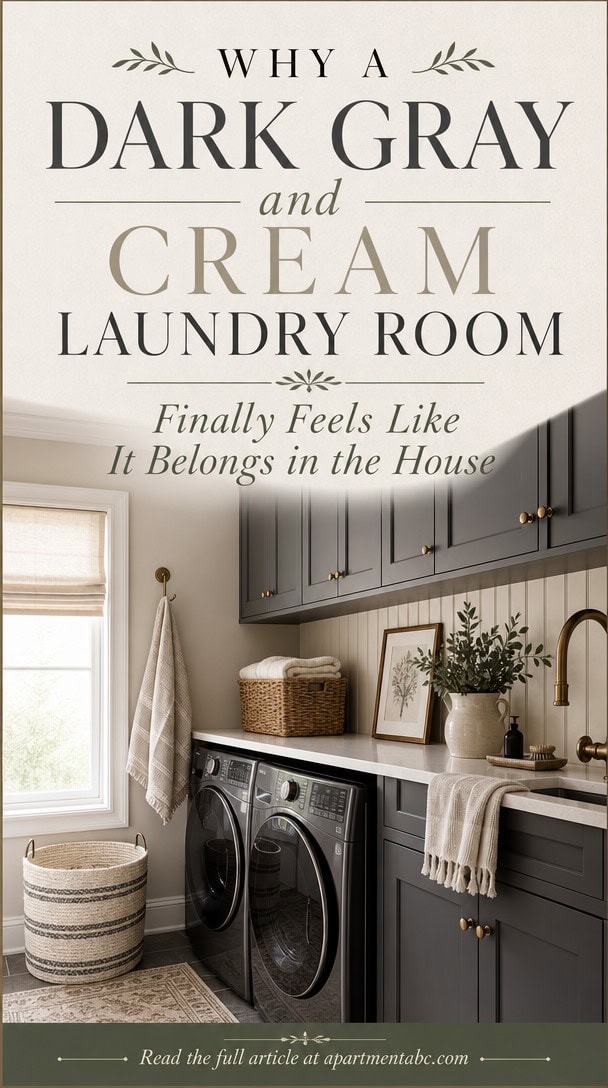 Why a Dark Gray and Cream Laundry Room Finally Feels Like It Belongs in the House