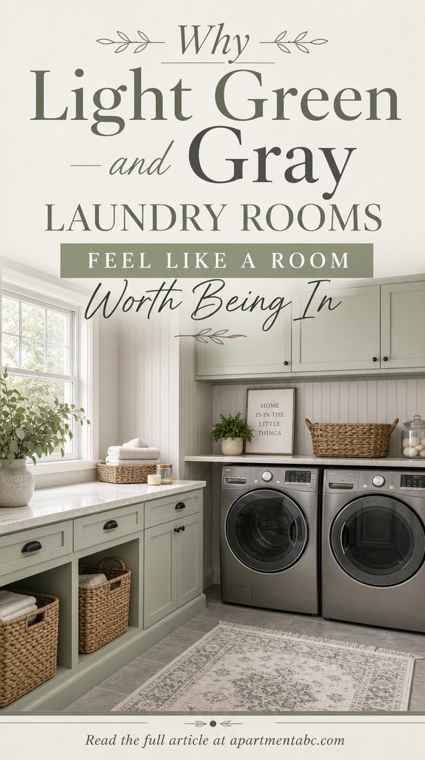 Why Light Green and Gray Laundry Rooms Feel Like a Room Worth Being In