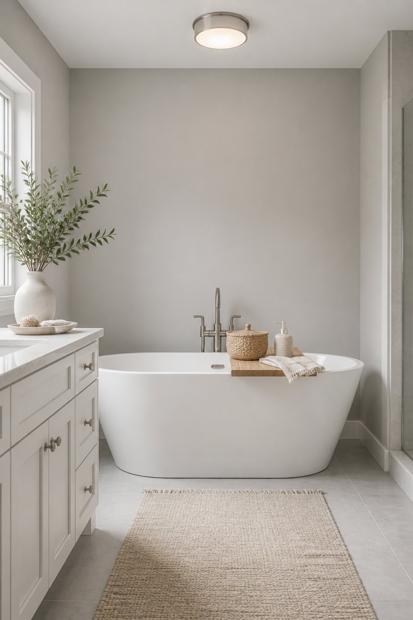 quiet gray backdrop warm accents