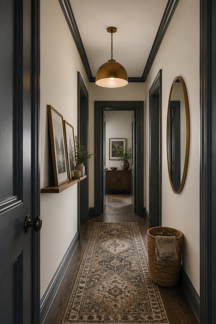 quietly framed cream hallway