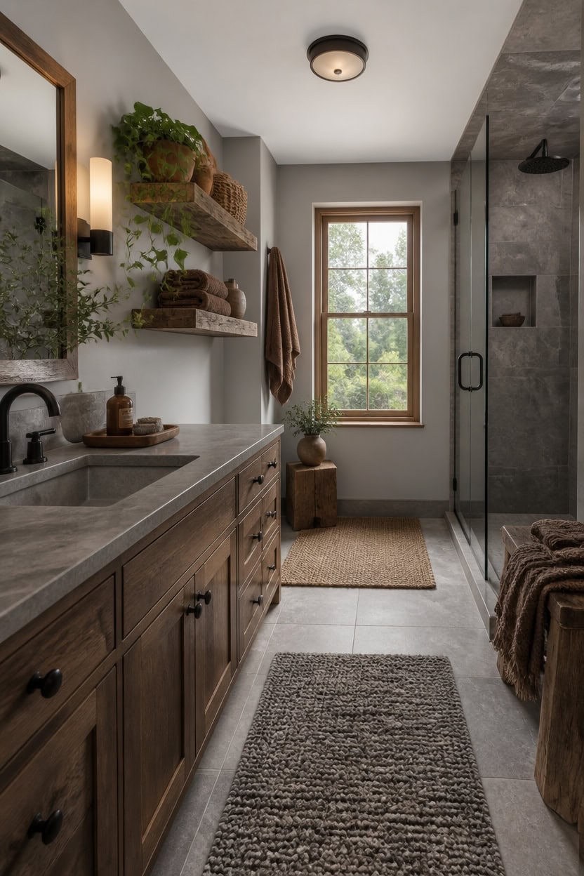 reclaimed wood gray stone