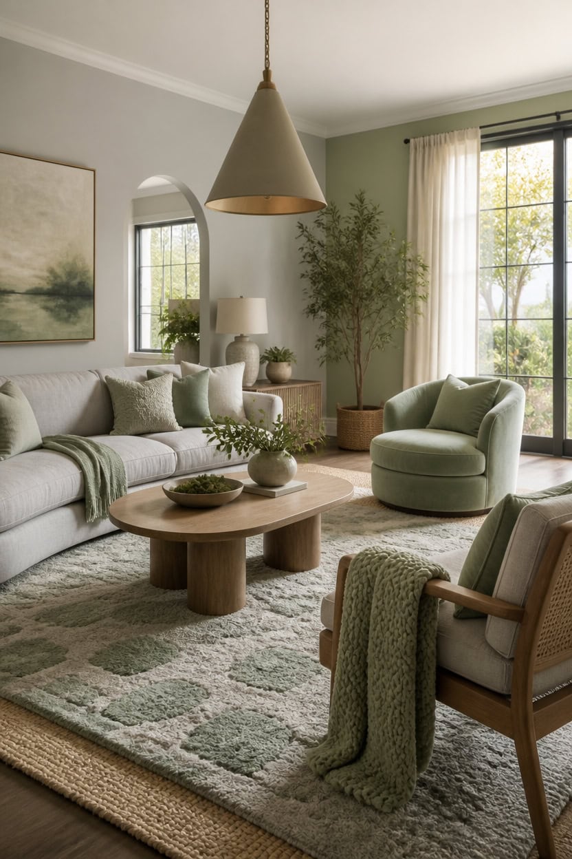 sage accented gray layered cozy