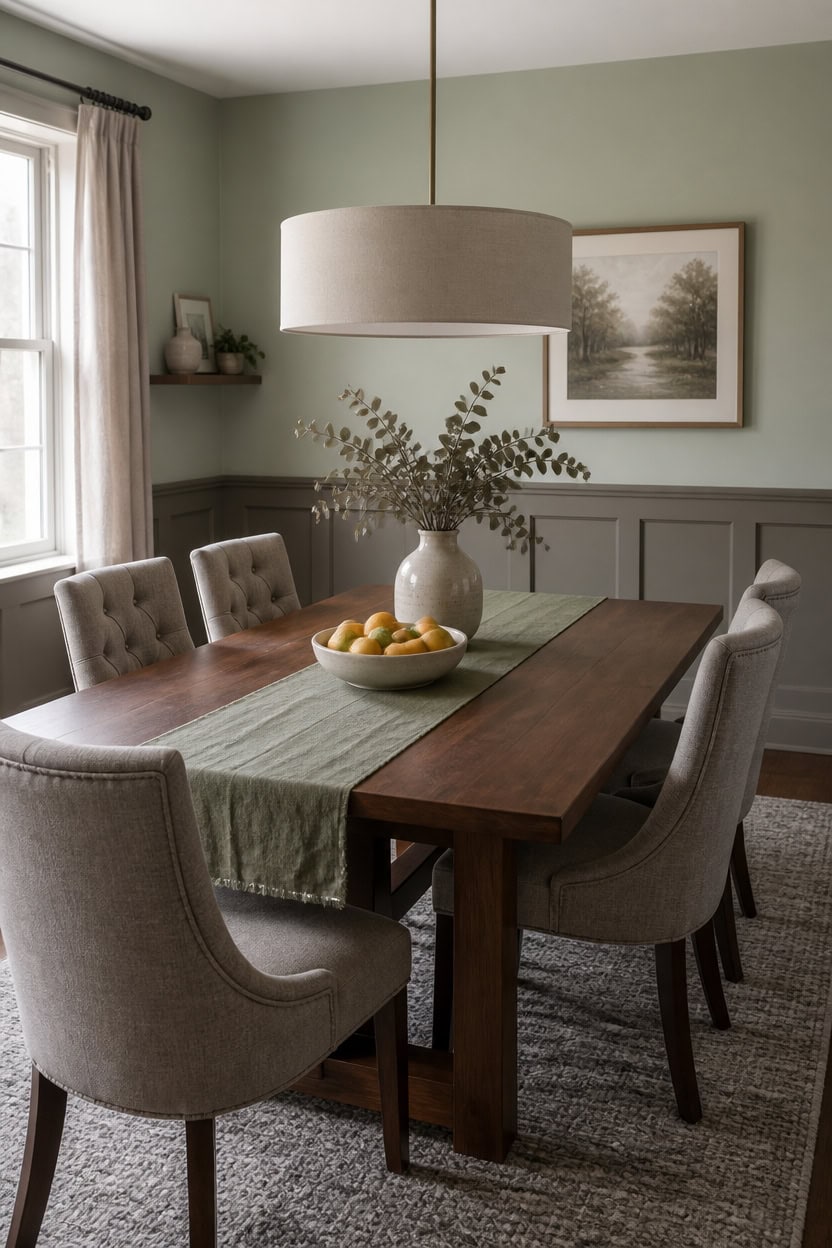 sage and gray dining glow