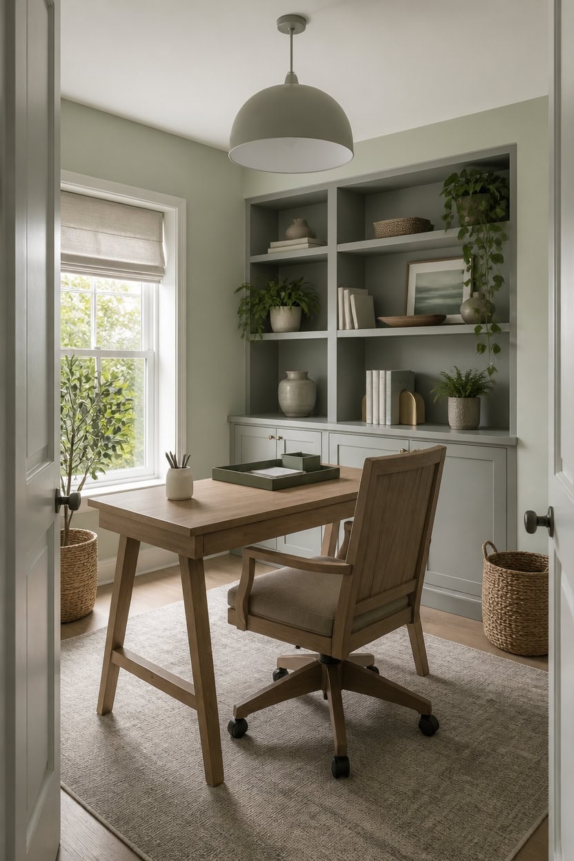 sage gray airy small office